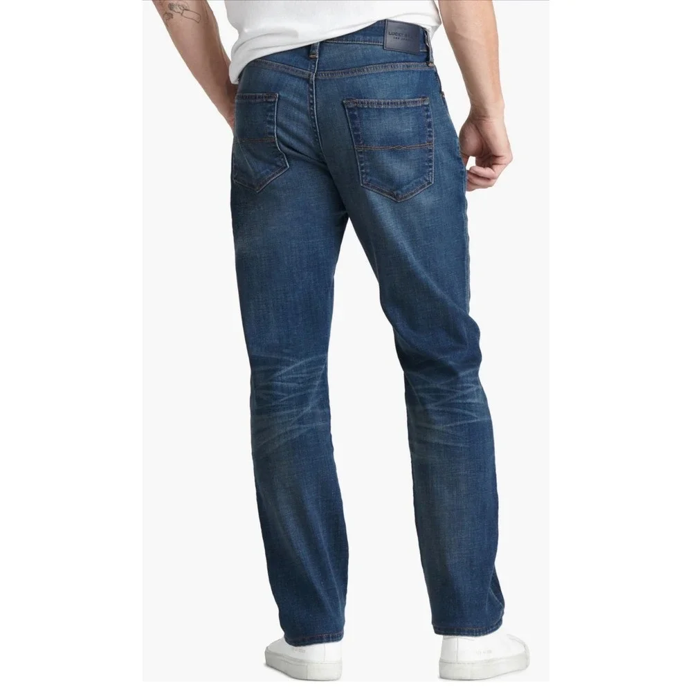 Lucky Brand 411 Athletic Taper Mens Blue Denim Jeans W32 L30 Medium Wash